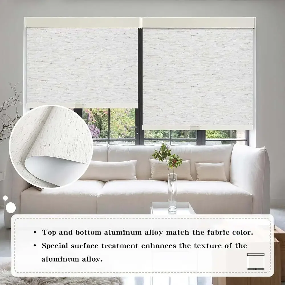 SUNOFF Linen Cordless Blackout Roller Shades for Windows 35.5